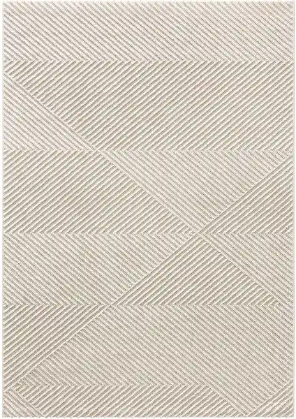 Koza Halı Retro Koleksiyonu Geometrik Desenli Krem Renkli Modern ve Dayanıklı Halı