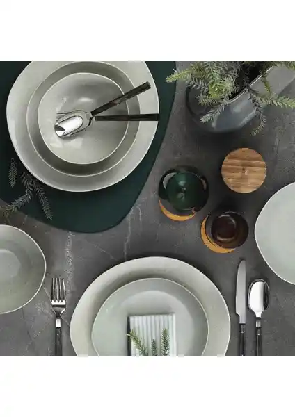 Kütahya Porselen Soho 24 Parça Pearl Yeşil Yemek Takımı Modern ve Şık Tasarımıyla Sofralarınıza Zarafet Katar