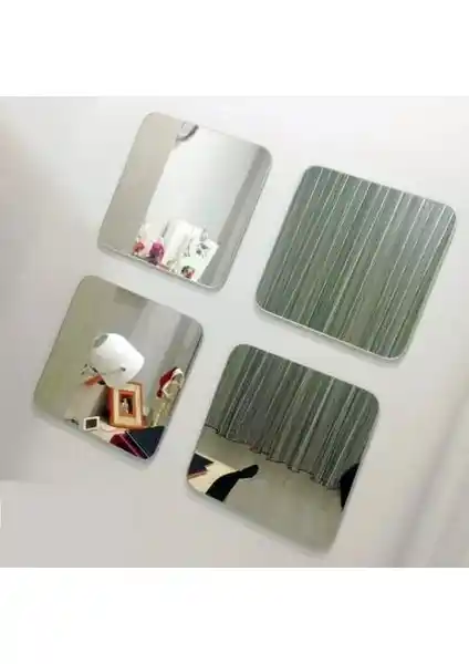 Mefe 4'lü Pleksi Dekoratif Aynalar Modern ve Güvenli İç Mekan Dekorasyonu İçin