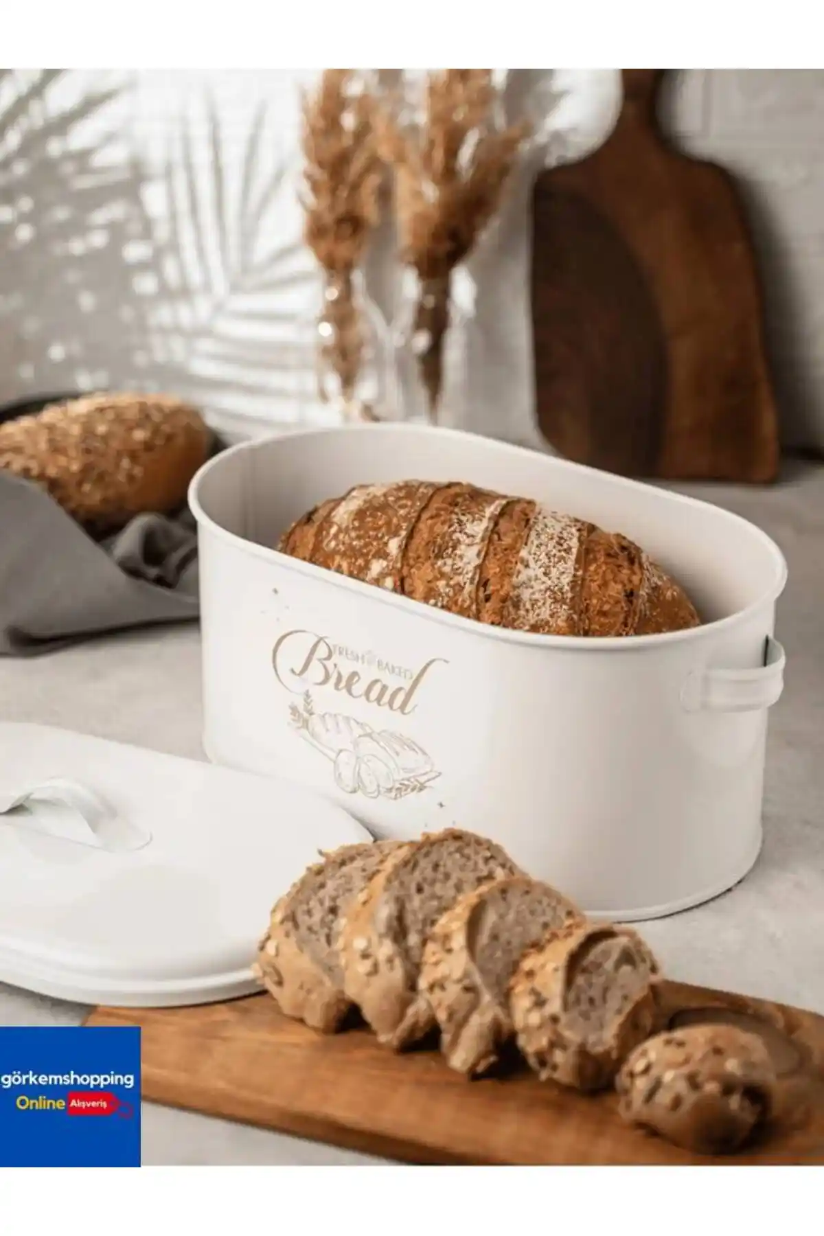 Metalshop Beyaz İtalyan Tarzı Metal Ekmeklik: Şık ve Dayanıklı Mutfak Gereci