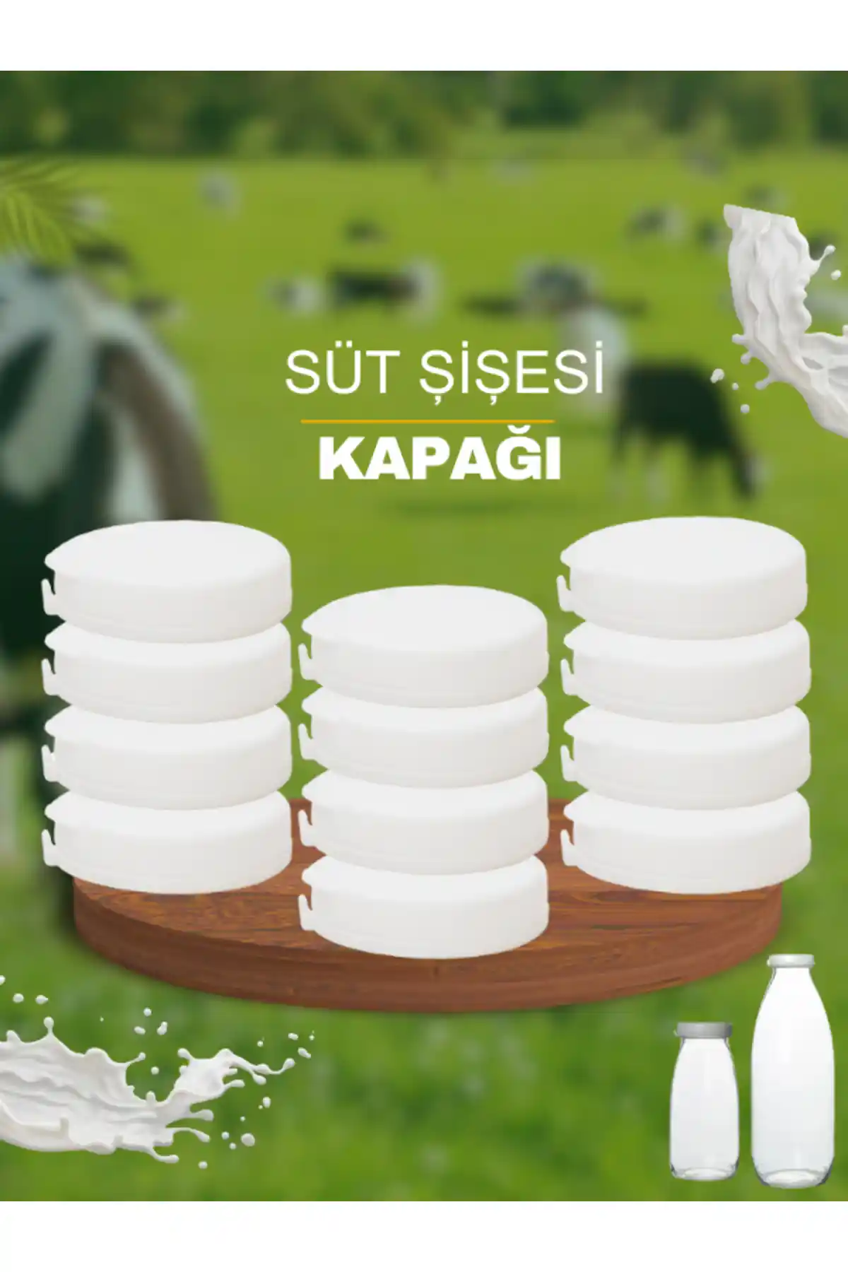 Milea 12 Adet Süt Ayran Limonata Şişesi Kapağı Güvenli ve Dayanıklı Plastik Kapaklar