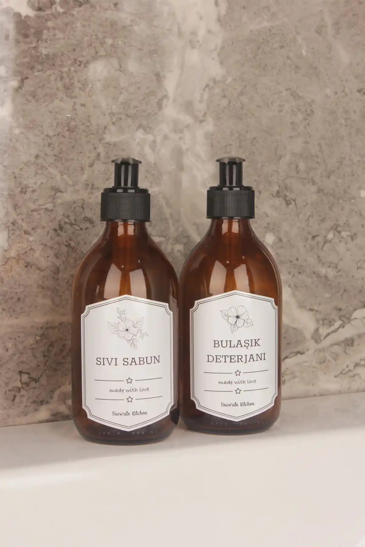 Milenay Junior Amber 2'li Sıvı Sabunluk ve Bulaşık Deterjanlığı Seti Modern Tasarım