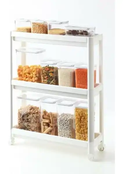 Mim Life Tekerlekli Dikdörtgen 3 Katlı Raf Ünitesi: Modern ve Çok Yönlü Depolama Çözümü