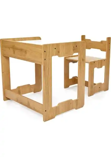Minera 4-6 Yaş Çocuklar İçin Güvenli ve Sağlıklı Ahşap Masa ve Sandalye Seti