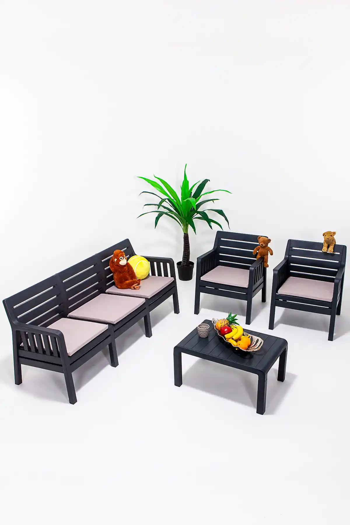 Modalife Lara Home Minderli 3+1+1 Bahçe Takımı Modern ve Dayanıklı Dış Mekân Oturma Çözümü