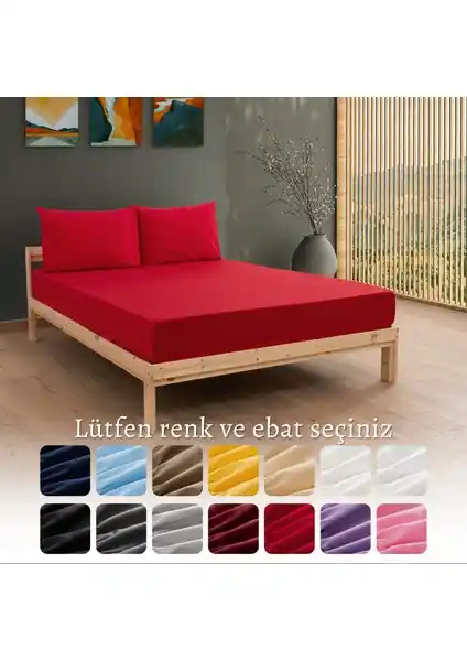 MODELHOME Ranforce Kırmızı Lastikli Çarşaf Seti: Konfor ve Şıklık Sunan Yatak Takımı