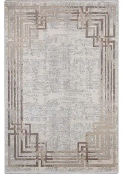 Modern Krem Kahve Saçaklı Oturma ve Salon Halısı Şıklık ve Dayanıklılık Sunar