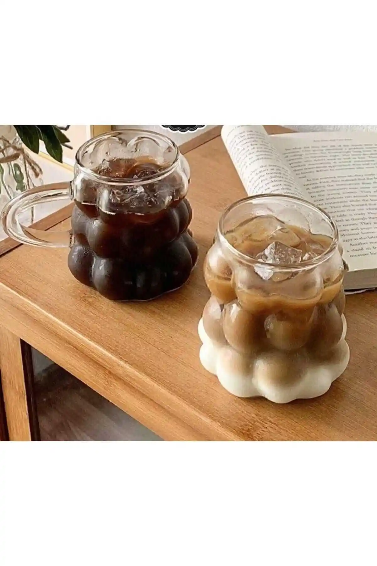 Modern ve Dayanıklı Borosilikat Boncuk Şekilli Kulpsuz Bardak 340ml