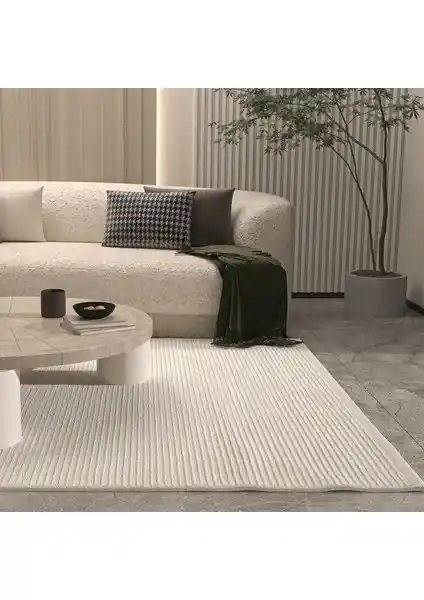 Modern ve Şık Krem Renkli Vetrina 3601 Halı Ev Dekorasyonuna Zarif Dokunuş