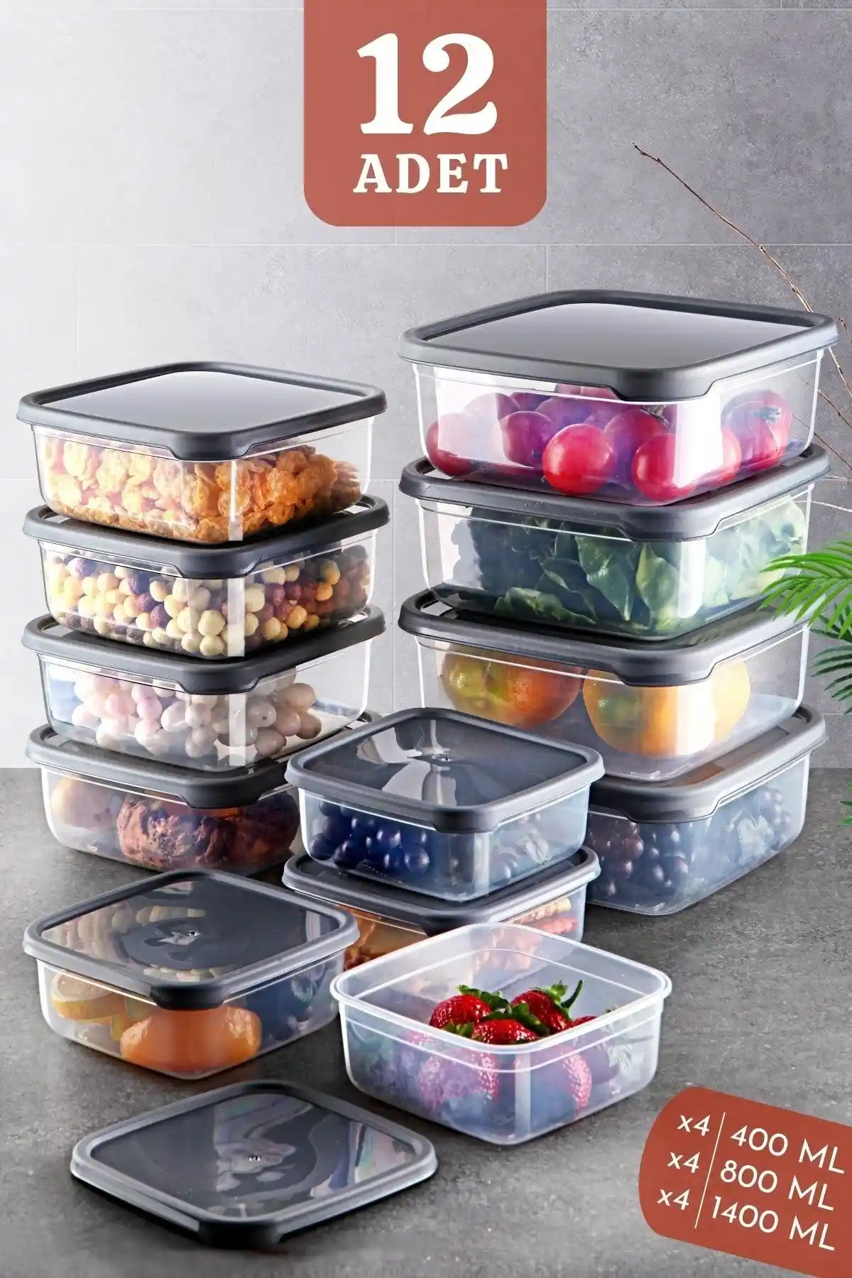 Nandy Home 12'li Gıda Saklama Kabı Seti Modern ve Pratik Mutfak Çözümü