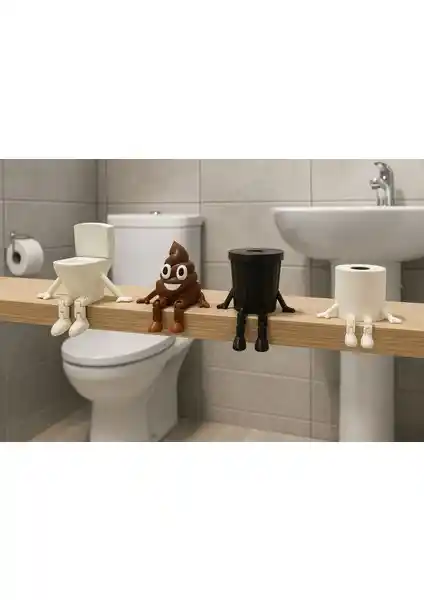 NextPrintx 4'lü Banyo Dekoratif Figür Seti: Estetik ve Fonksiyonellik Bir Arada