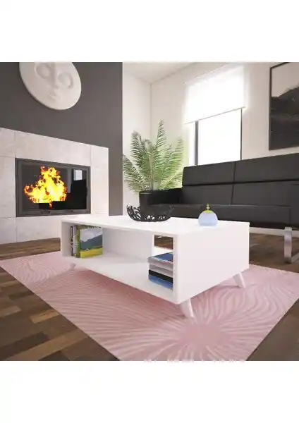 Nur Mobilya Lina Orta Sehpa Beyaz Modern Tasarım ve Dayanıklı Malzeme Özellikleri