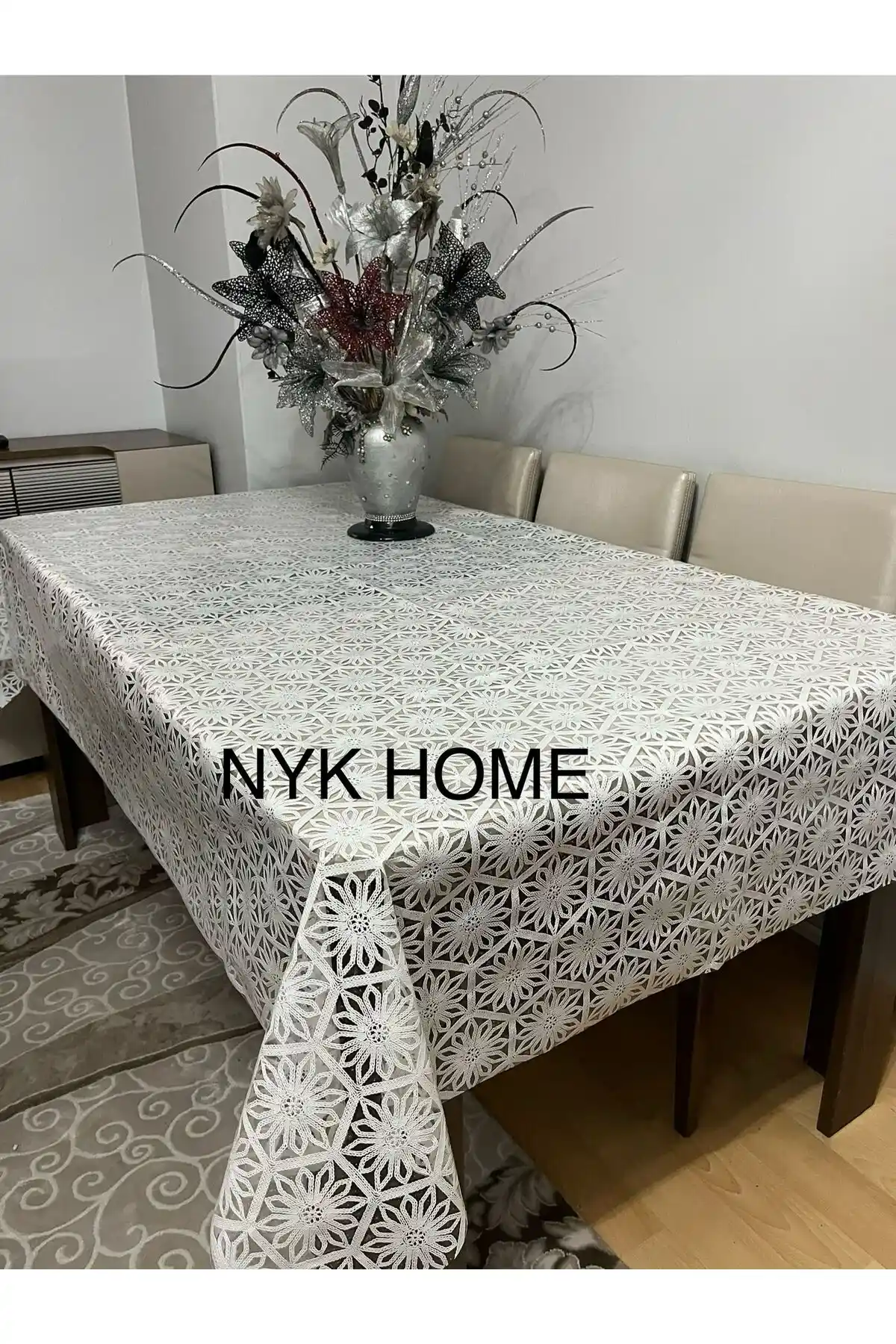 NYK HOME Hasır Desen Lüks PVC Silinebilir Masa Örtüsü Modern ve Dayanıklı Tasarım