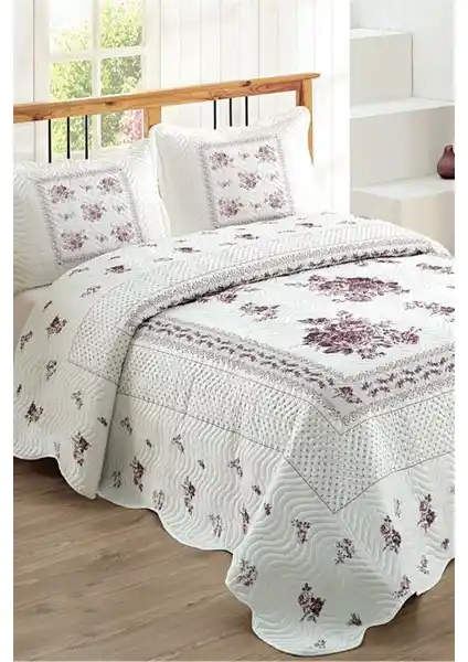 Örtüm Flower Çift Kişilik Kapitone Yatak Örtüsü Takımı Modern ve Şık Tasarım