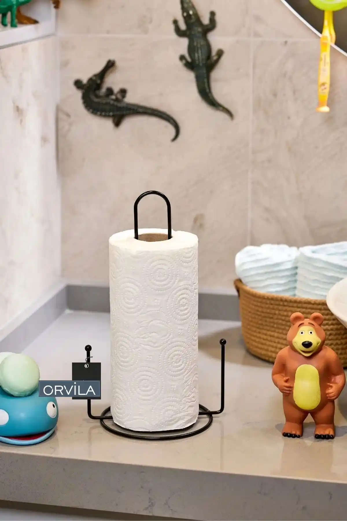 Orvila Paslanmaz Çelik Siyah Rulo Kağıt Havluluk Modern ve Dayanıklı Tasarım