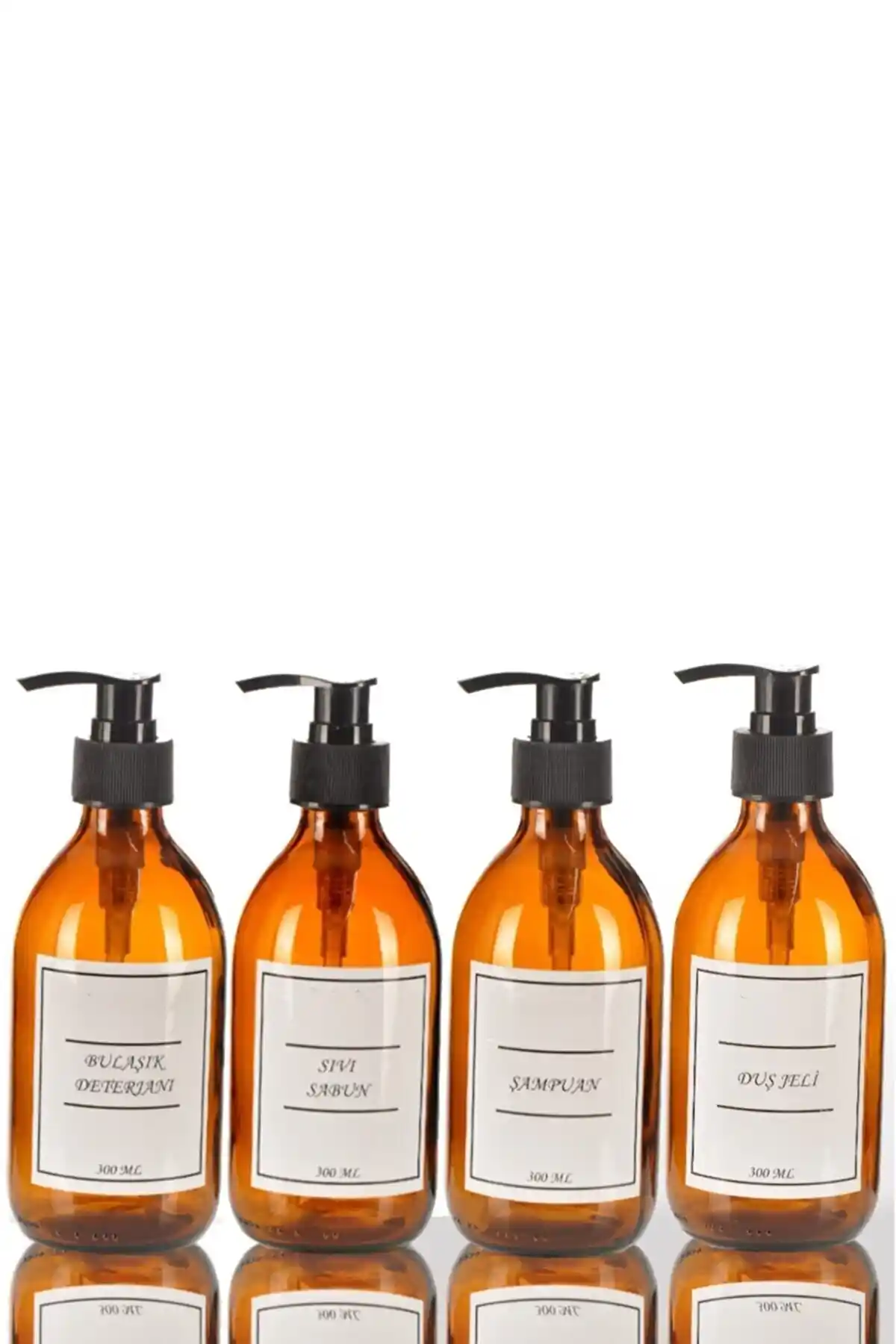 Özc Kitchens Lüx Cam Şişe Seti 300 ml Amber Renkli Temizlik ve Bakım Ürünleri Saklama