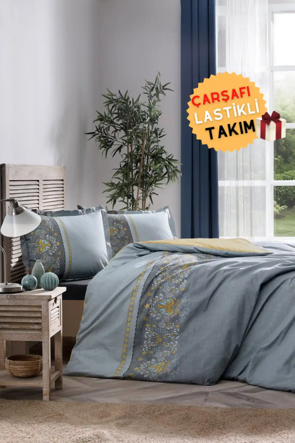 Özdilek Brodats Lastikli Çarşaflı Çift Kişilik Nevresim Takımı Antrasit