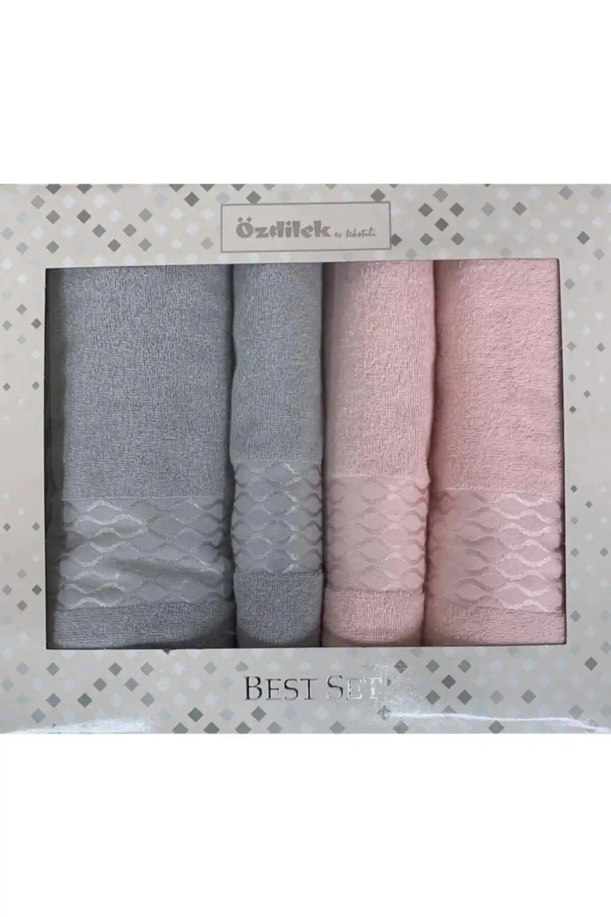 Özdilek Elissa Best Set Hamam Takımı Gri Pudra Modern ve Şık Banyo Seti 90x150 cm