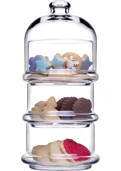 Paşabahçe Villa Patisserie 3 Katlı Kurabiyelik ile Şık ve Fonksiyonel Sunumlar