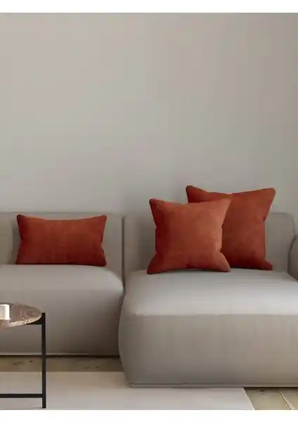 Pastel Kadife Dokulu Kiremit Renk Kırlent Yastık Kılıfı Estetik ve Dayanıklı Dekoratif Aksesuar