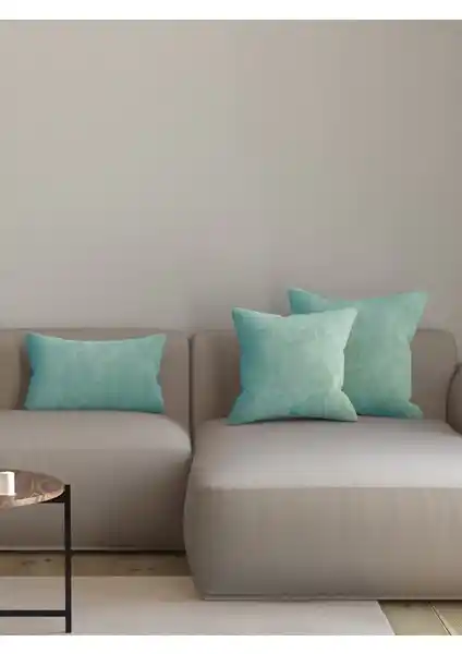 Pastel Kadife Dokulu Sis Mavisi Kırlent Yastık Kılıfı Ev Dekorasyonunda Şıklık ve Konfor