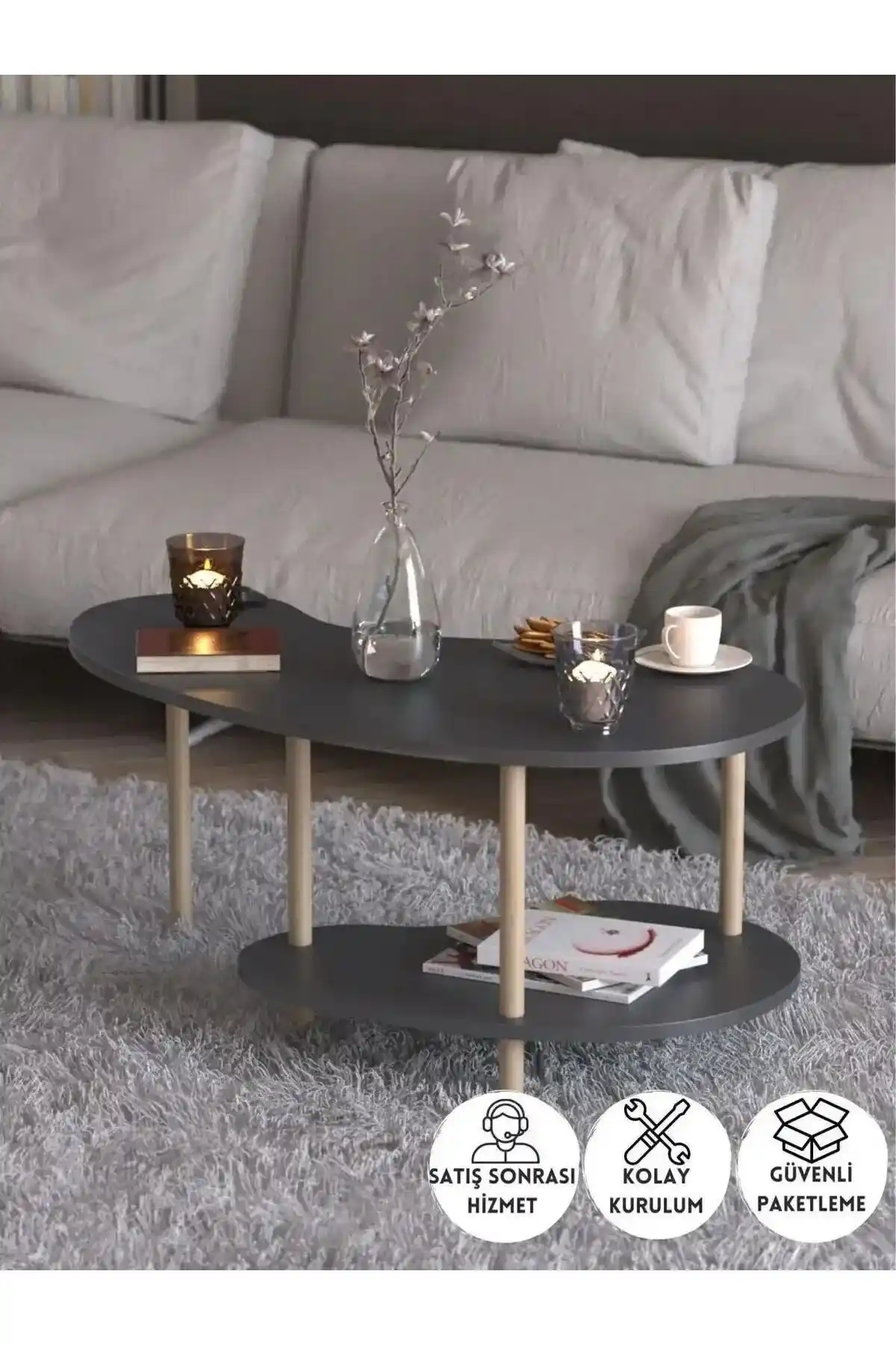 PEKA Fasülye Orta Sehpa: Modern ve Dayanıklı Tasarım ile Ev Dekorasyonunu Tamamlar