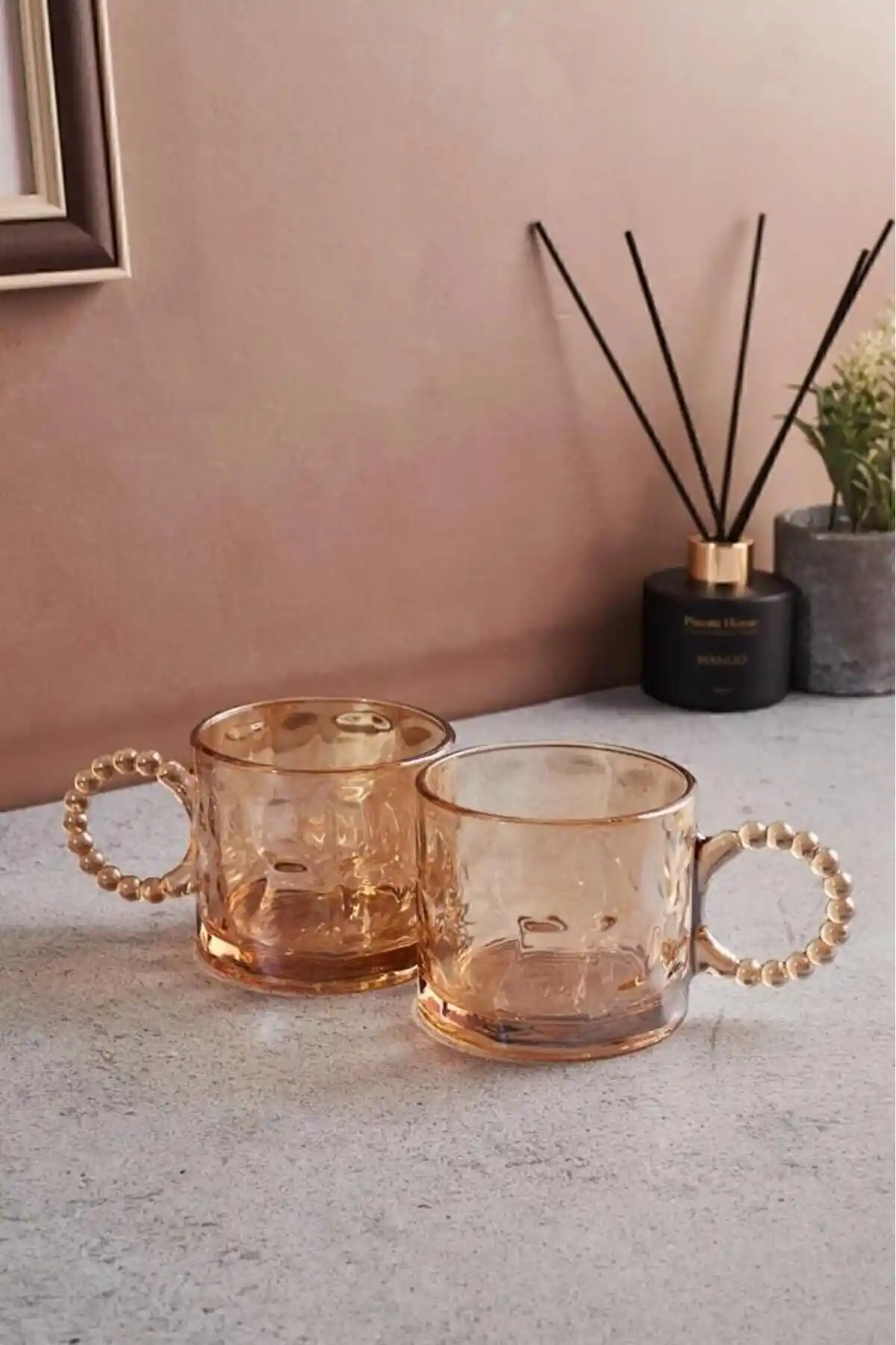 Perotti Ringo Stone Amber 2'li Cam Kupa Seti Şıklık ve Fonksiyonellik Sunar