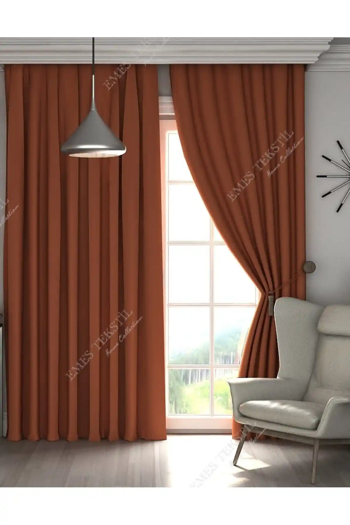 Pierre Cardin Lüks Blackout Güneşlik Perde Kiremit Tarçın Modern ve Şık Tasarım