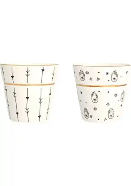 Porland Vici 2 Parçalı Desenli Porselen Kupa Takımı Şıklık ve Fonksiyonellik Sunar