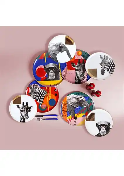 Porland Wild Life Servis Sunum Seti 8 Parça Doğal ve Canlı Tasarım Yüksek Kalite Porselen