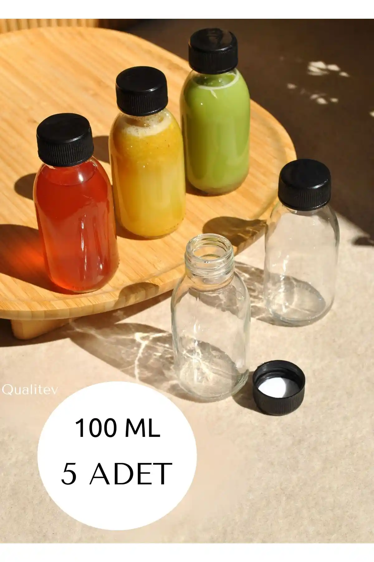 Qualitev 100 ml Cam Şişe Seti Sağlıklı ve Pratik Saklama Çözümleri Türkiye Üretimi