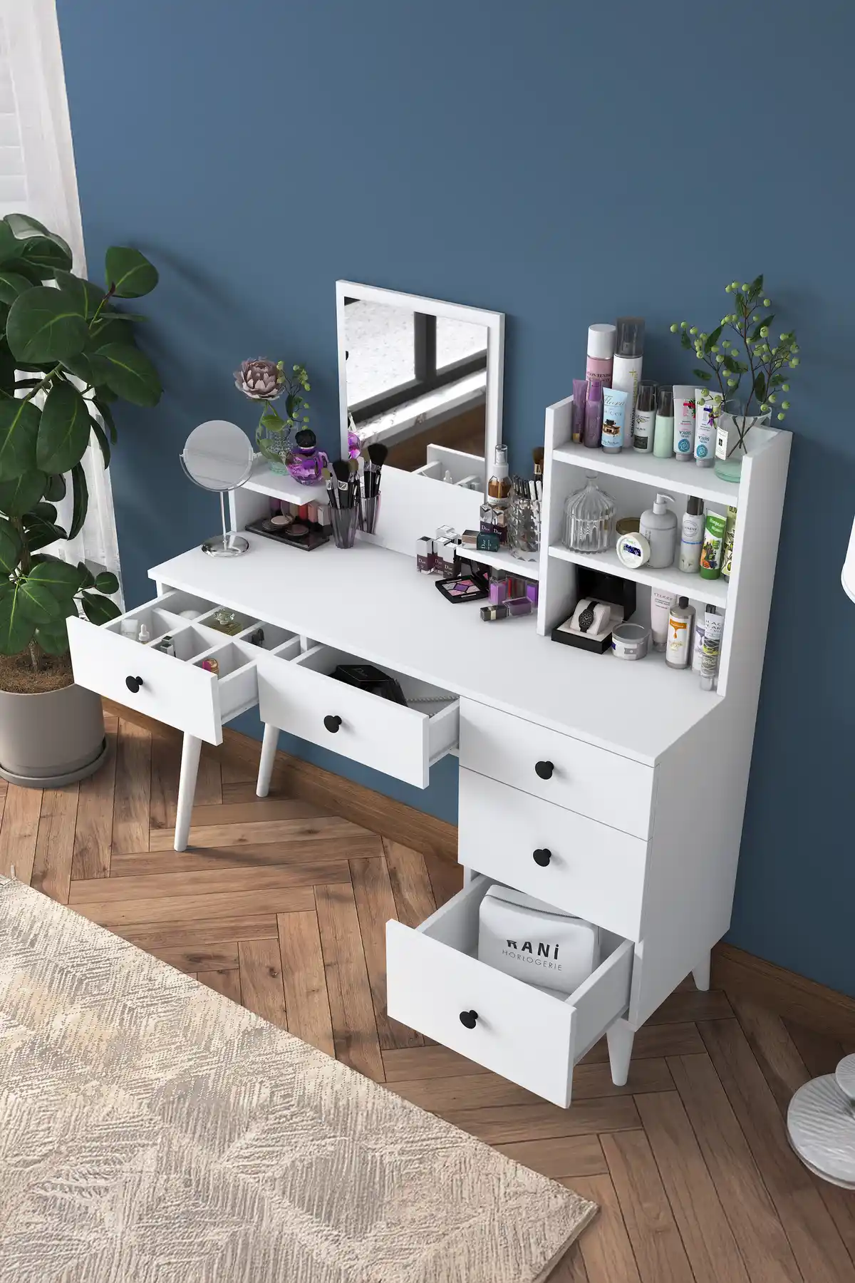 Rani Mobilya Bj101 Makyaj Masası Modern ve Fonksiyonel Tasarımıyla Dekorasyonunuza Şıklık Katar