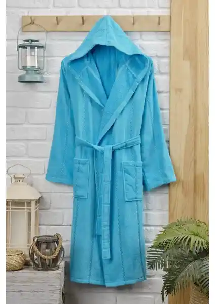 Rasersa Pamuklu Kadife Kapüşonlu Unisex Bornoz: Şık ve Konforlu Ev Giyim Seçeneği