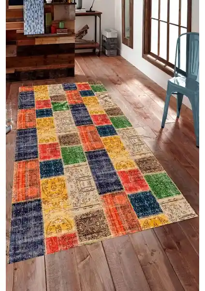 Resmiro Kaymaz Taban Yıkanabilir Eskitme Tasarımlı Dijital Baskılı Halı RSP1596