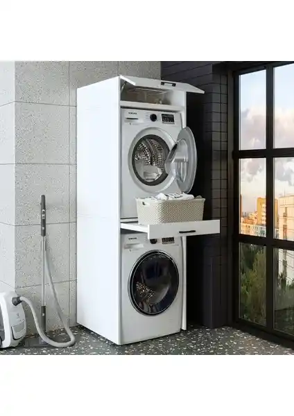 Roomart Çamaşır ve Kurutma Makinesi Dolabı ve Üst Dolabı Modern Banyo Çözümü