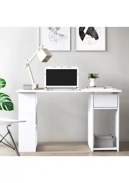 Ruum Store Arma Üç Bölmeli Çekmeceli Çalışma Masası Beyaz Modern Tasarım