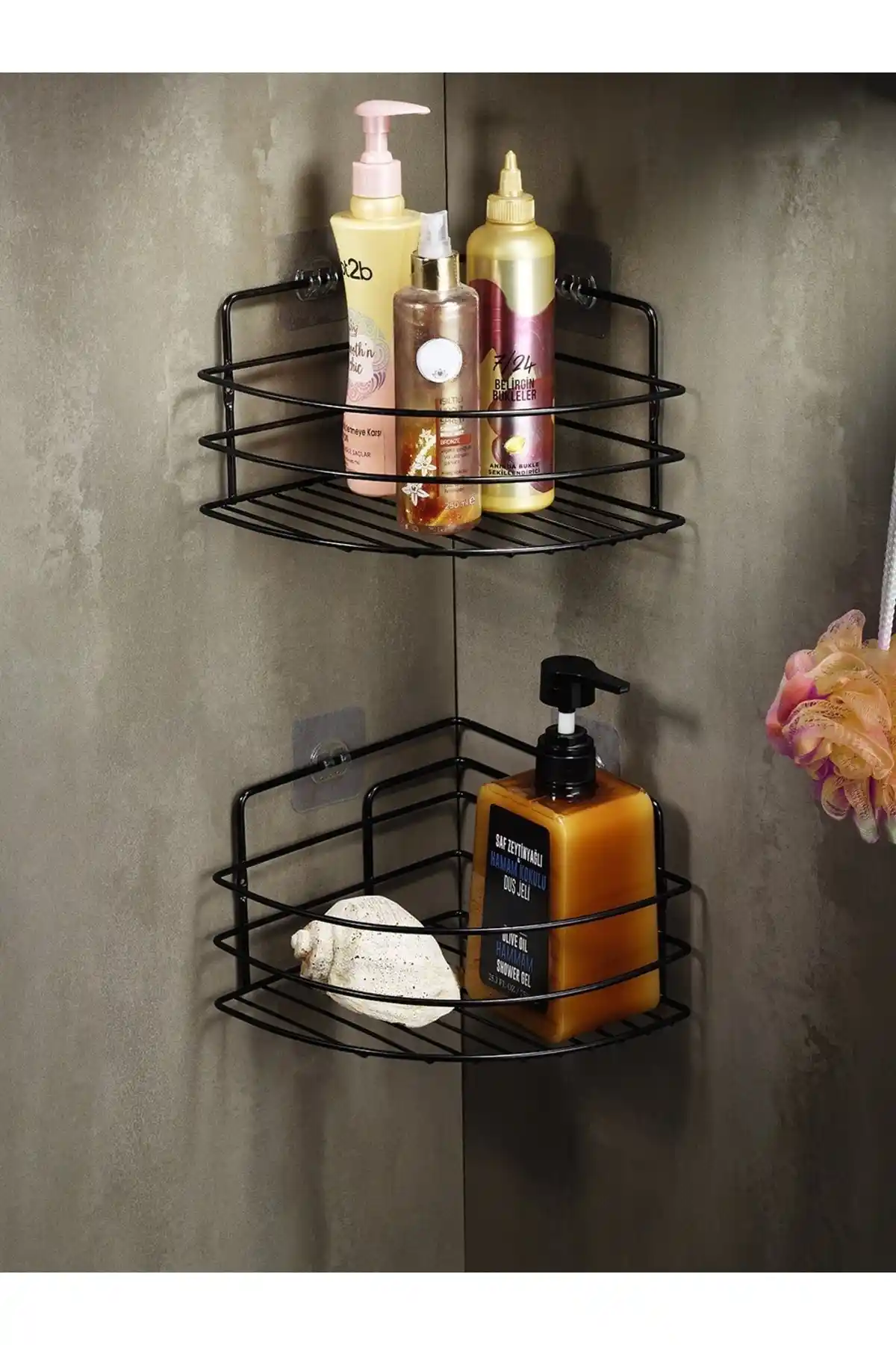 Sas Haus Paslanmaz Siyah Krom Banyo Köşeliği ve Duş Rafı Modern Tasarım