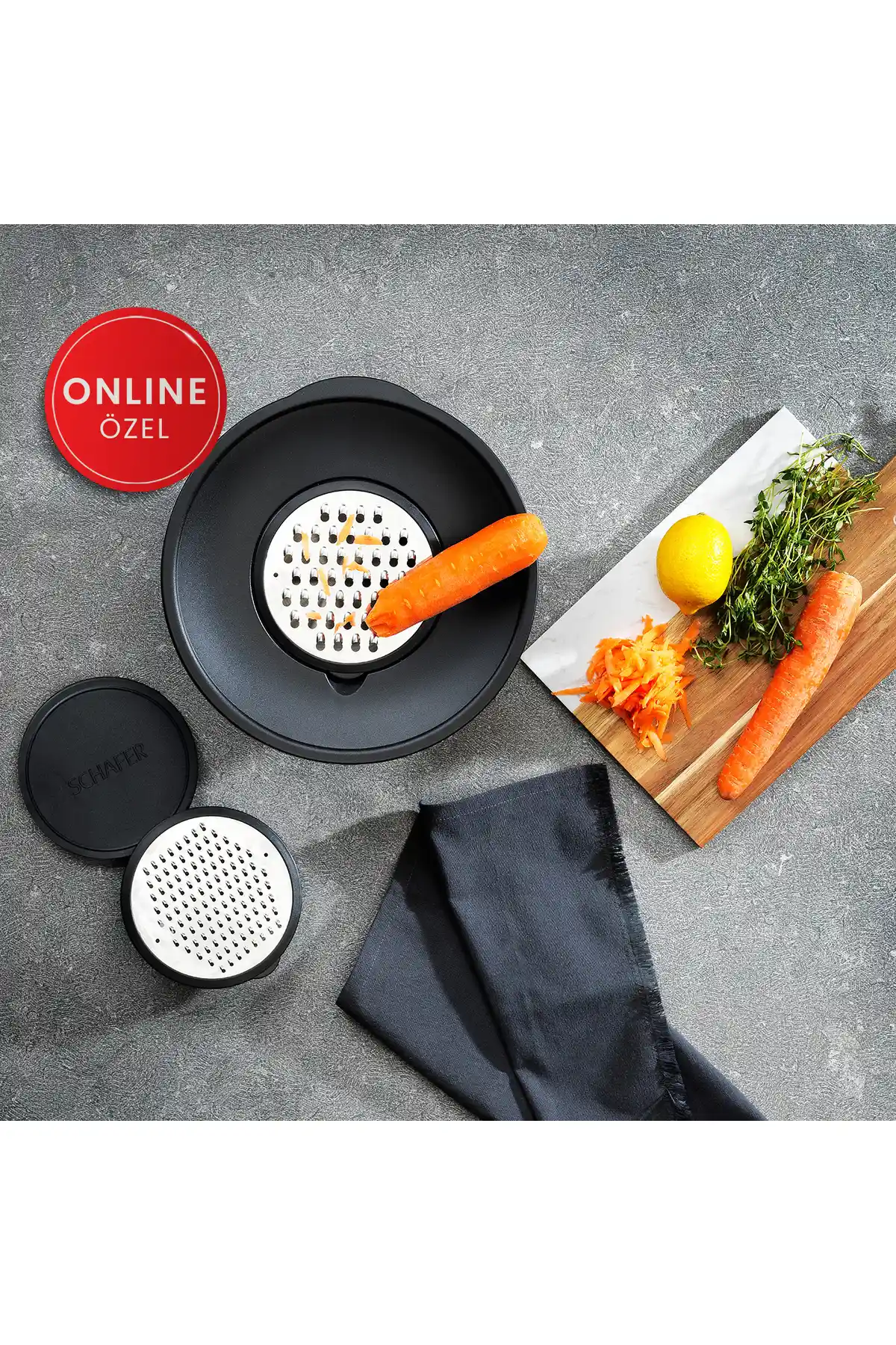 Schafer Lucas Çelik Karıştırma Kabı Seti 24 cm 4 Parça, Dayanıklı ve Çok Yönlü Mutfak Gereçleri