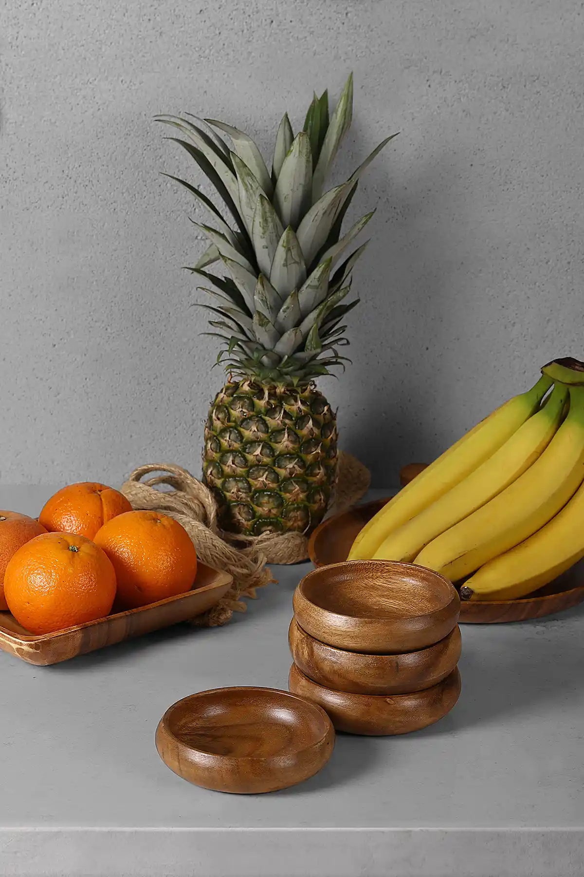 SepetçiBaba 4'lü Akasya Yuvarlak Kase Seti Modern ve Dayanıklı Mutfak Aksesuarları