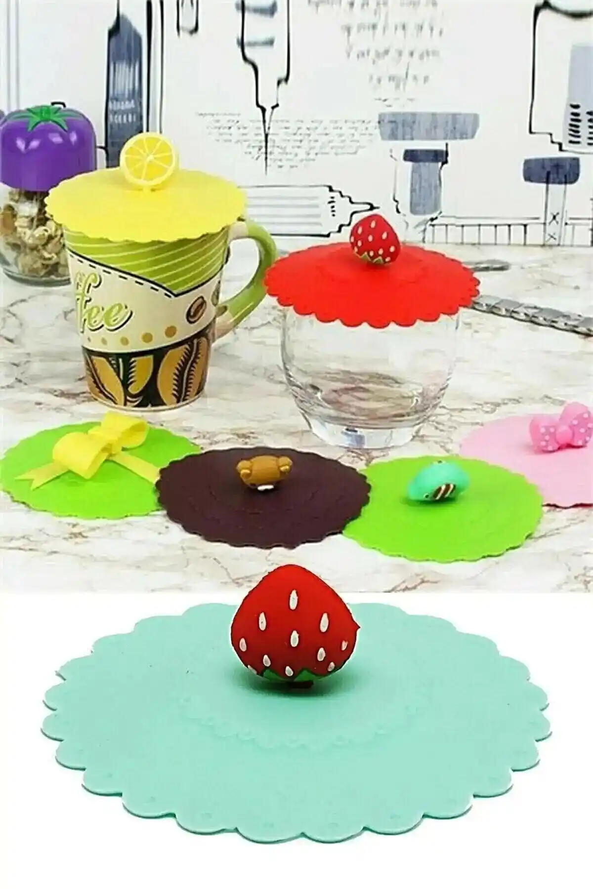 Seram Collection 2'li Silikon Şekilli Kupa Kapağı Seti Estetik ve Pratik Kullanım İçin Ideal