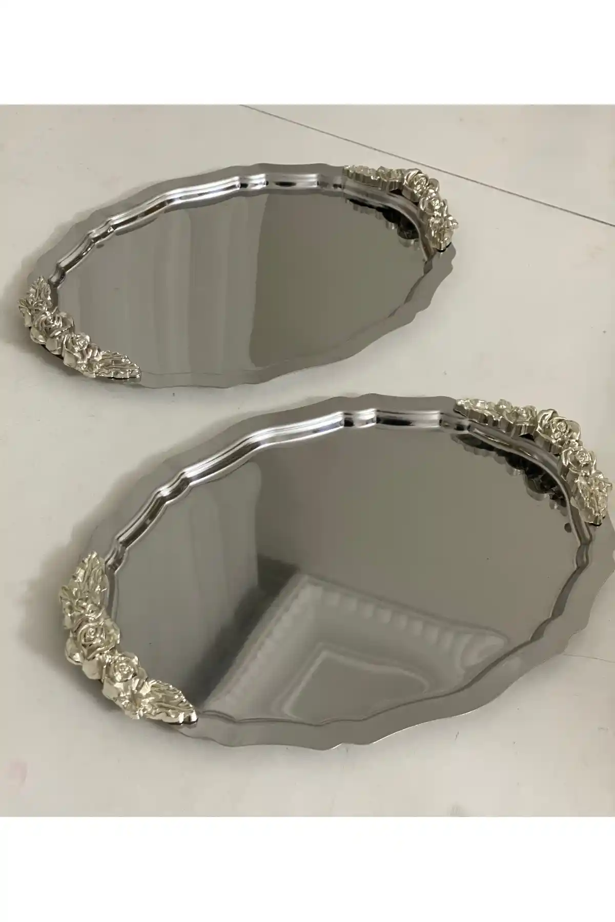 SEVA Paslanmaz Çelik Oval Servis Tepsisi 20x25 cm İki Adet Şık ve Dayanıklı