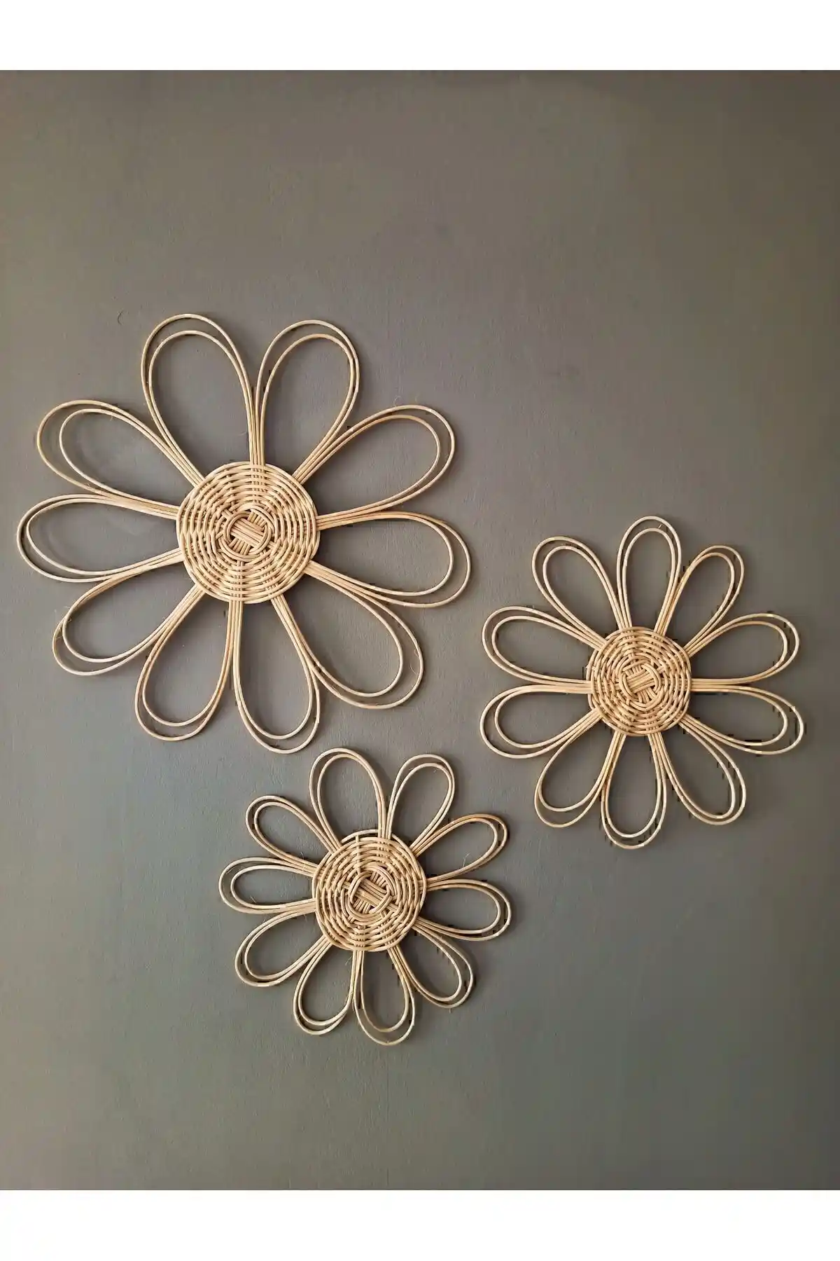 StapHome Bohem Rattan Bambu Hasır Duvar Sepetleri Doğal ve Estetik Dekorasyon Unsuru