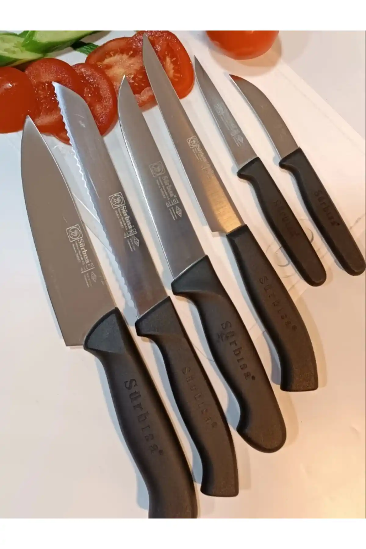 Sürbisa Siyah 6 Parça Mutfak Bıçak Seti Paslanmaz Çelik Dayanıklı Tasarım