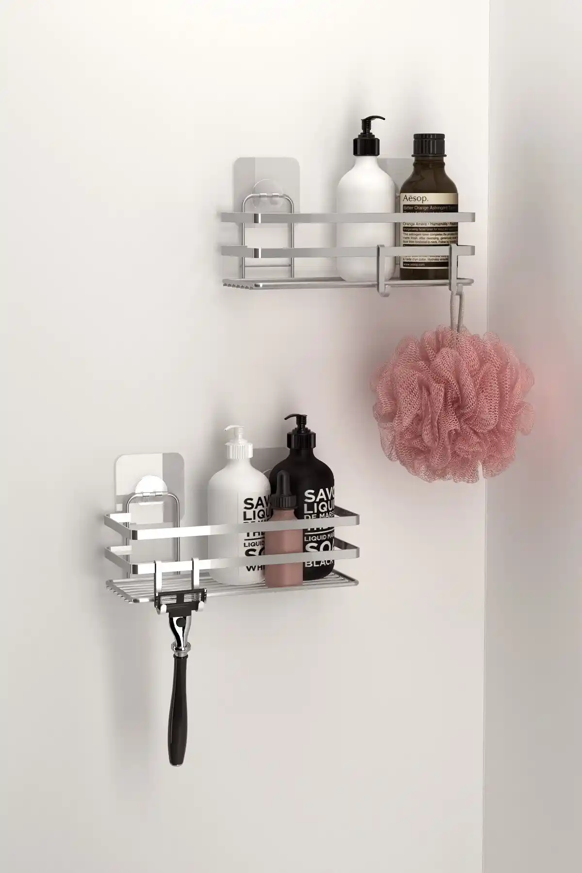 Teknotel Yapışkanlı Kancalı Banyo Rafları Modern ve Pratik Tasarım Çözümü