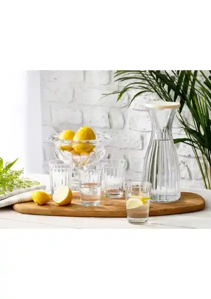 Türkçe Home Kapaklı Lona Cam 5 Parça Su Takımı Şık ve Dayanıklı Tasarımıyla Günlük ve Özel Kullanım İçin