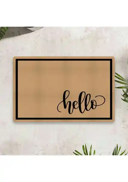 Vagonik Hello Dijital Baskılı Çok Amaçlı Kapı Paspası Modern ve Dayanıklı Tasarımıyla Girişlere Şıklık Katar