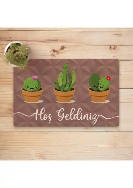 Vagonik Hoş Geldiniz Desenli Dijital Baskılı Kapı Paspası 40x70cm İç ve Dış Mekan Kullanımı İçin