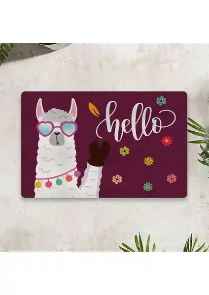 Vagonik Lama Dijital Baskılı 50x70cm Dekoratif Çok Amaçlı Kapı Paspası