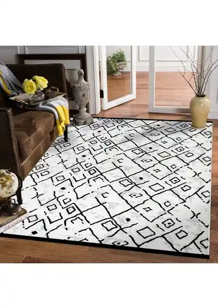 Valery Home Luna Siyah Halı Modern Tasarım ve Fonksiyonellik ile Dört Mevsim Kullanım