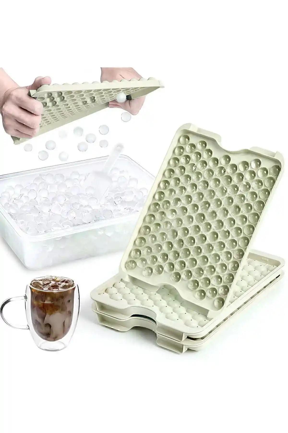 Valletta Pumo Vanilya 124 Bölmeli Kapaklı Küre Buz Kalıbı ile Estetik ve Pratiklik Sunar